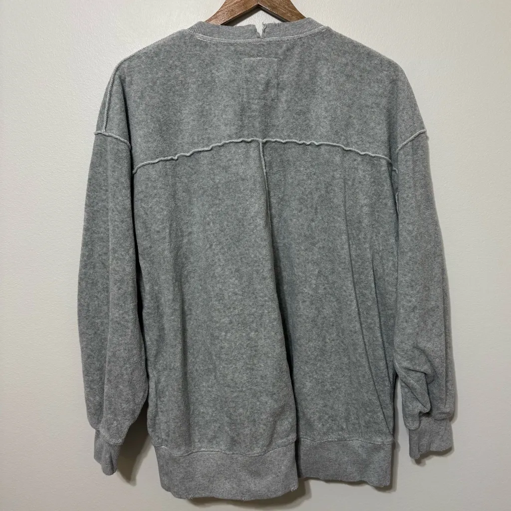Aerie Graphic Crewneck Winter Tour Size XS Oversized Sweatshirt Gray - Image 4