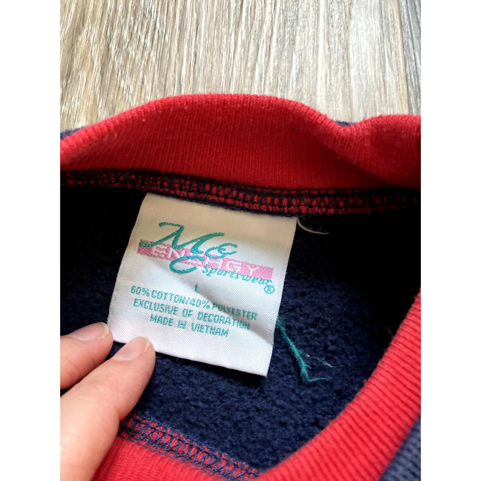 Vintage 1990s Embroidered‎ Grandma Teddy Bear Crewneck Sweater Cotton Large Cozy Blue - Image 3