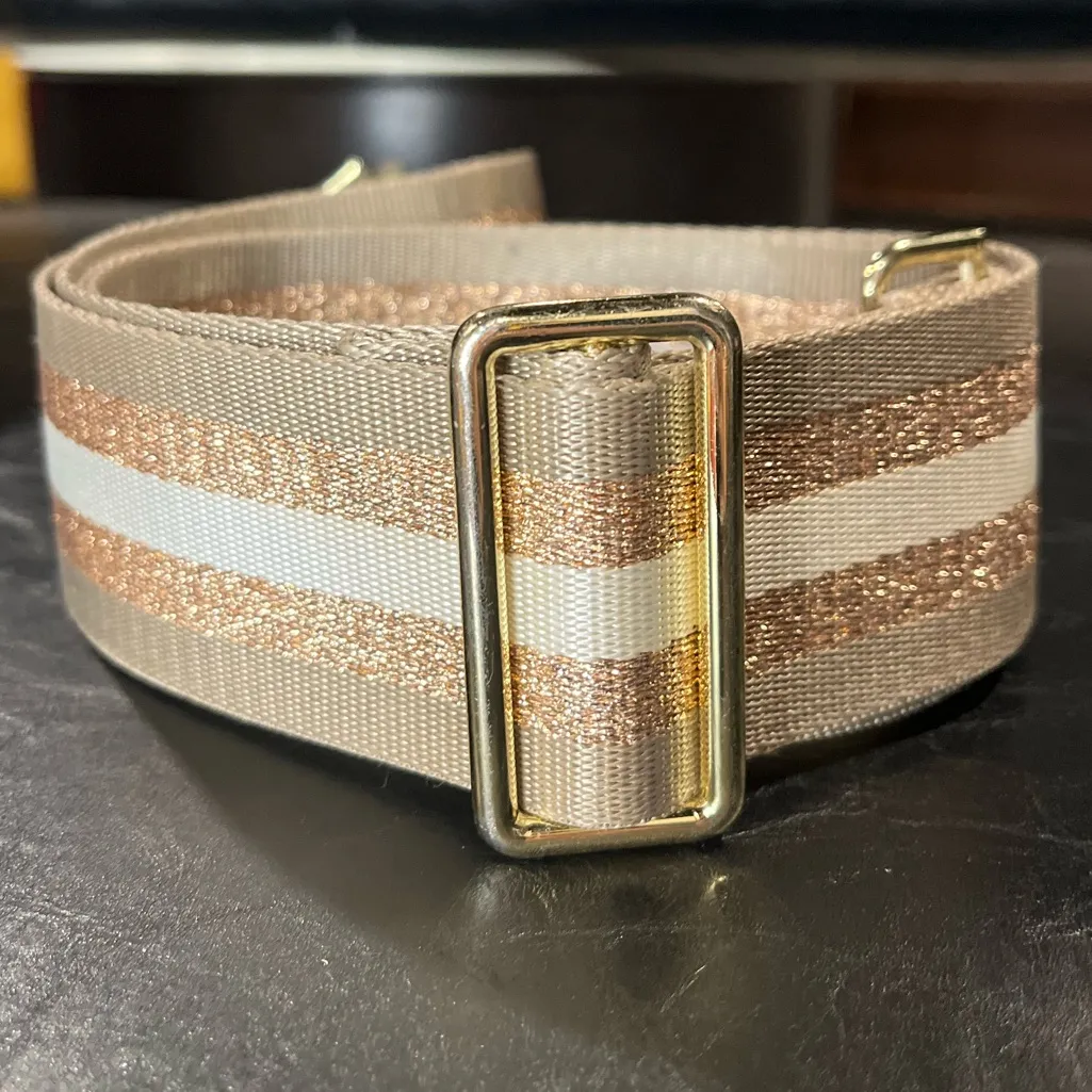 Elie Beaumont Metallic Rose Gold Stripe Adjustable Strap EB Hardware | Like New - Image 2