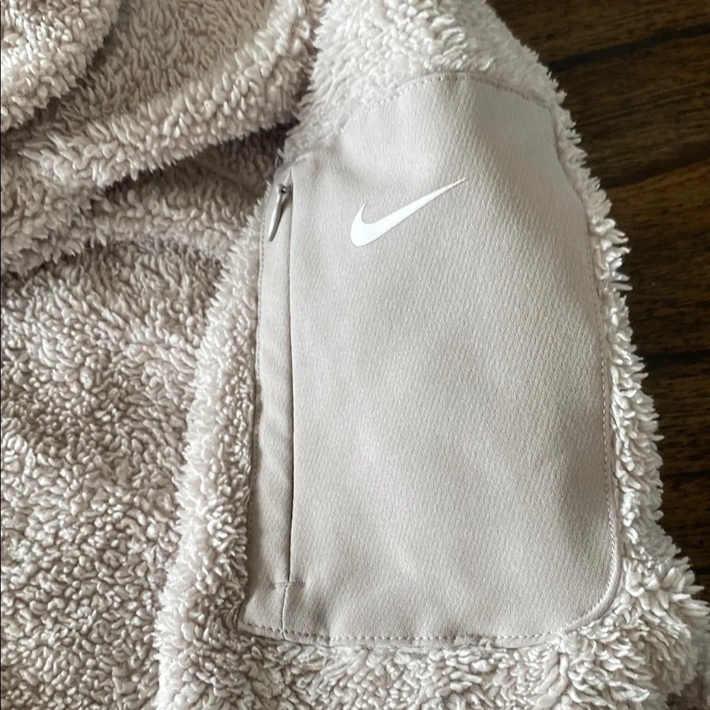 Nike Cream Sherpa Quarter-Zip Pullover Women’s Small - Image 3