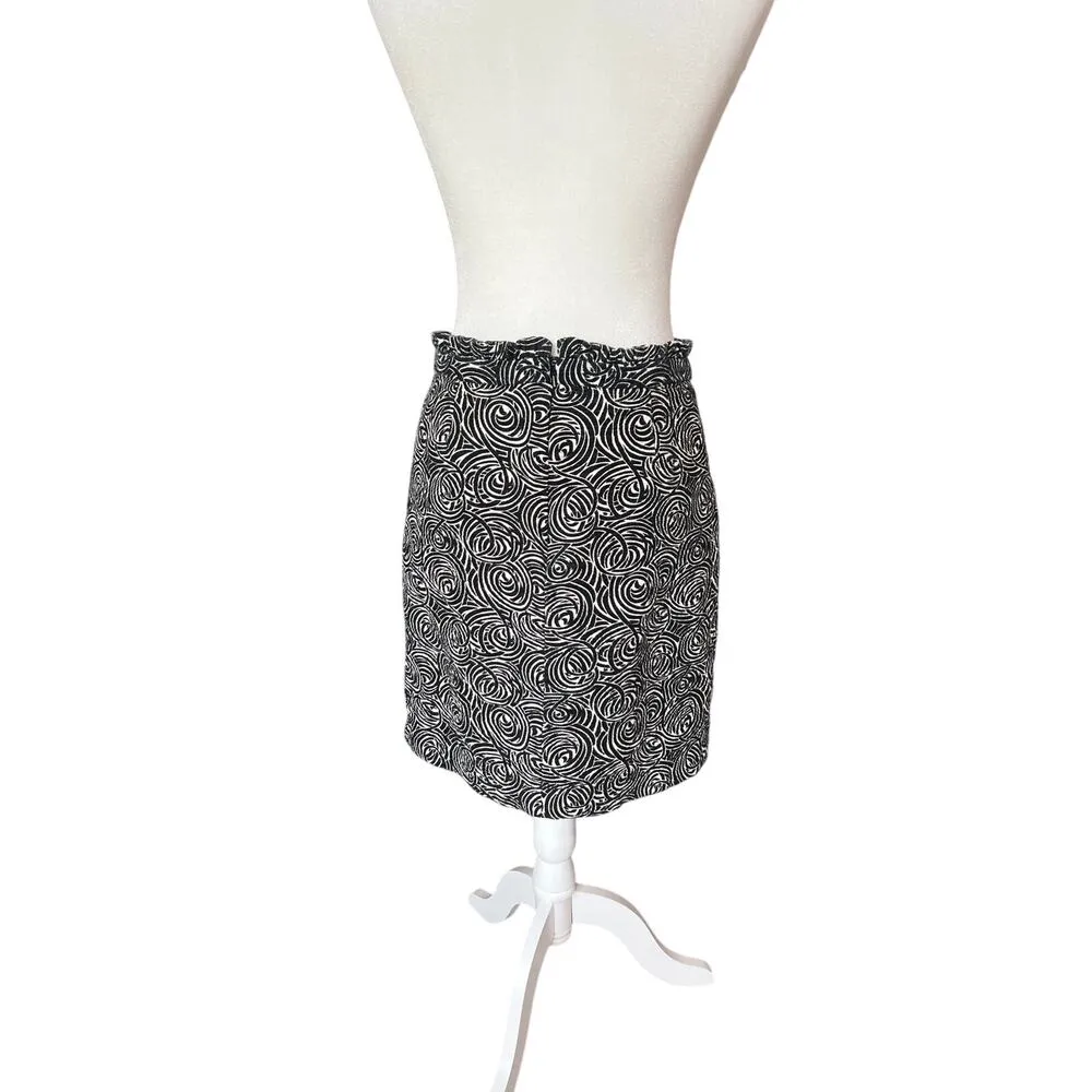 Elevenses Anthropologie Paper Bag Black Mini Skirt Women's Size 6 Boho Graphic - Image 4