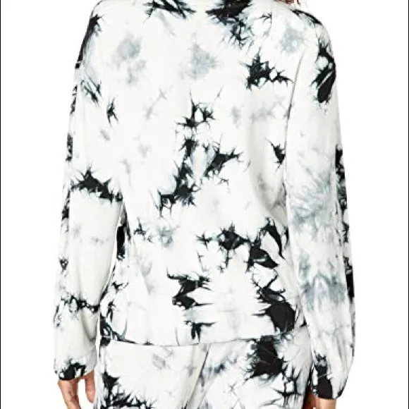 Kendall and Kylie Women’s Salt & Pepper Tie-Dye Lace Up Sweatshirt  M - Image 5