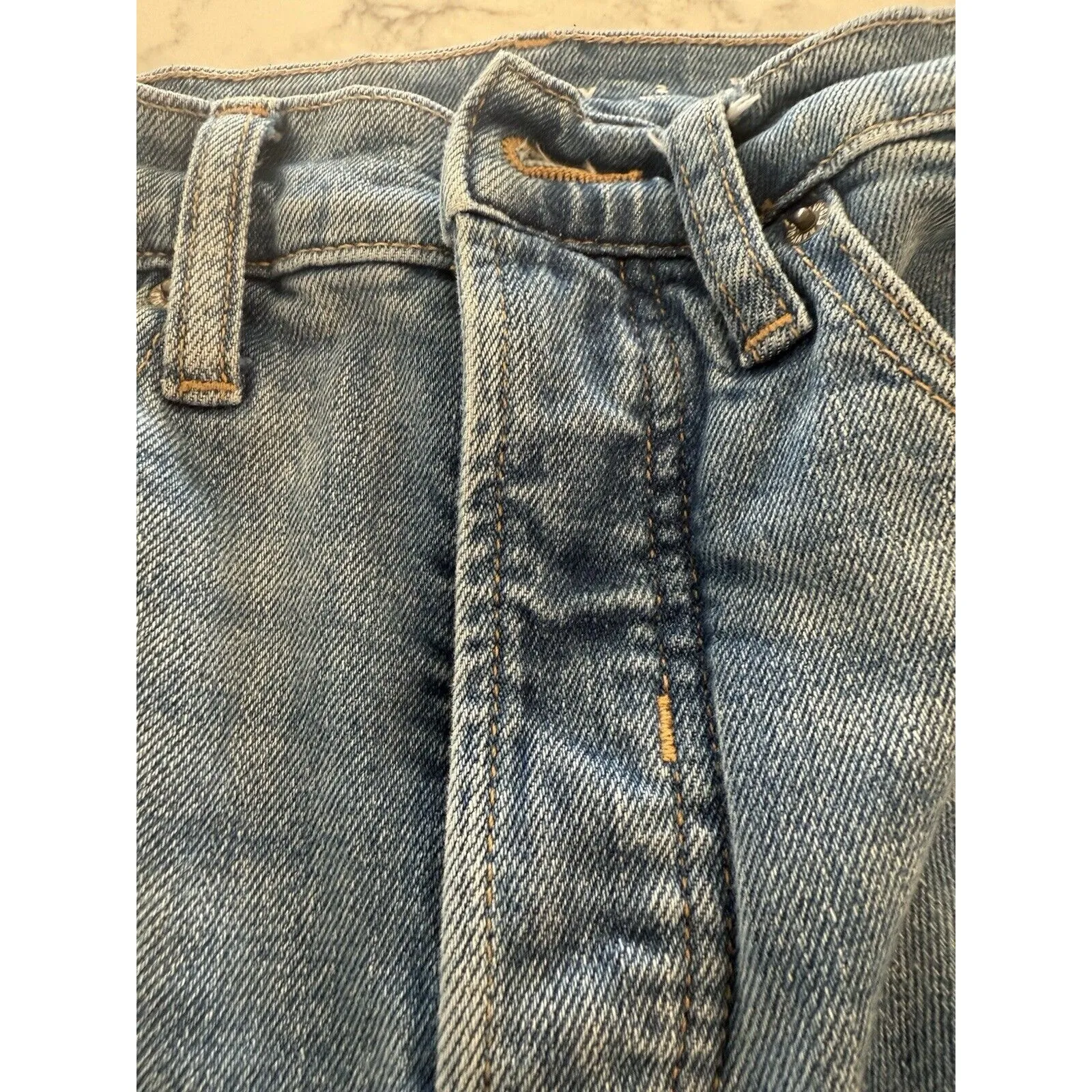 Old Navy Jeans Petite‎ Size 2 Blue Denim Extra High Rise Straight Sky-Hi Buttons - Image 3