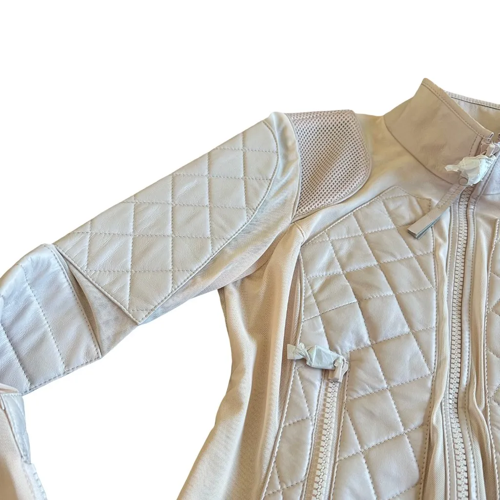 Blanc Noir Leather Mesh Moto Jacket Zip - Image 4