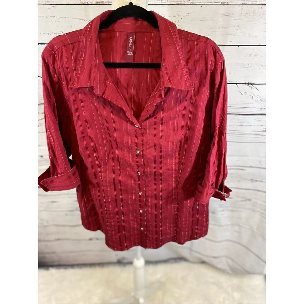 Gitano Red 3/4 Sleeve with rhinestones Size 22/24 Red - Image 2