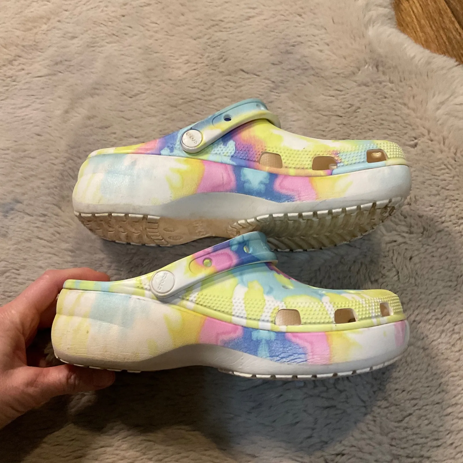 Crocs Platform Tie Dye Size 9 Womens Comfort Clog Rubber - Image 3