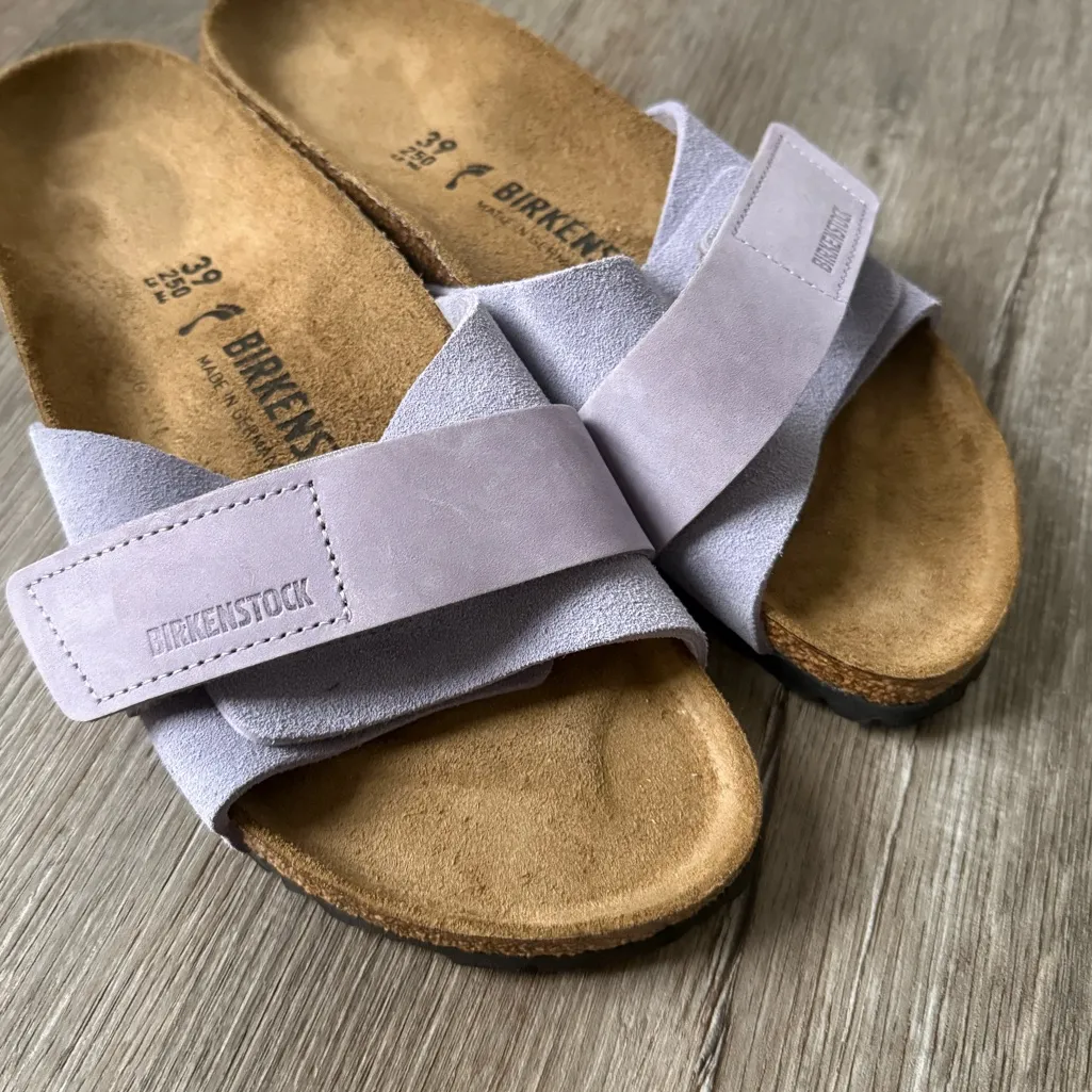 Birkenstock Oita Sandals Suede Purple Fog Light Purple Strappy Birks Size 39 - Image 4