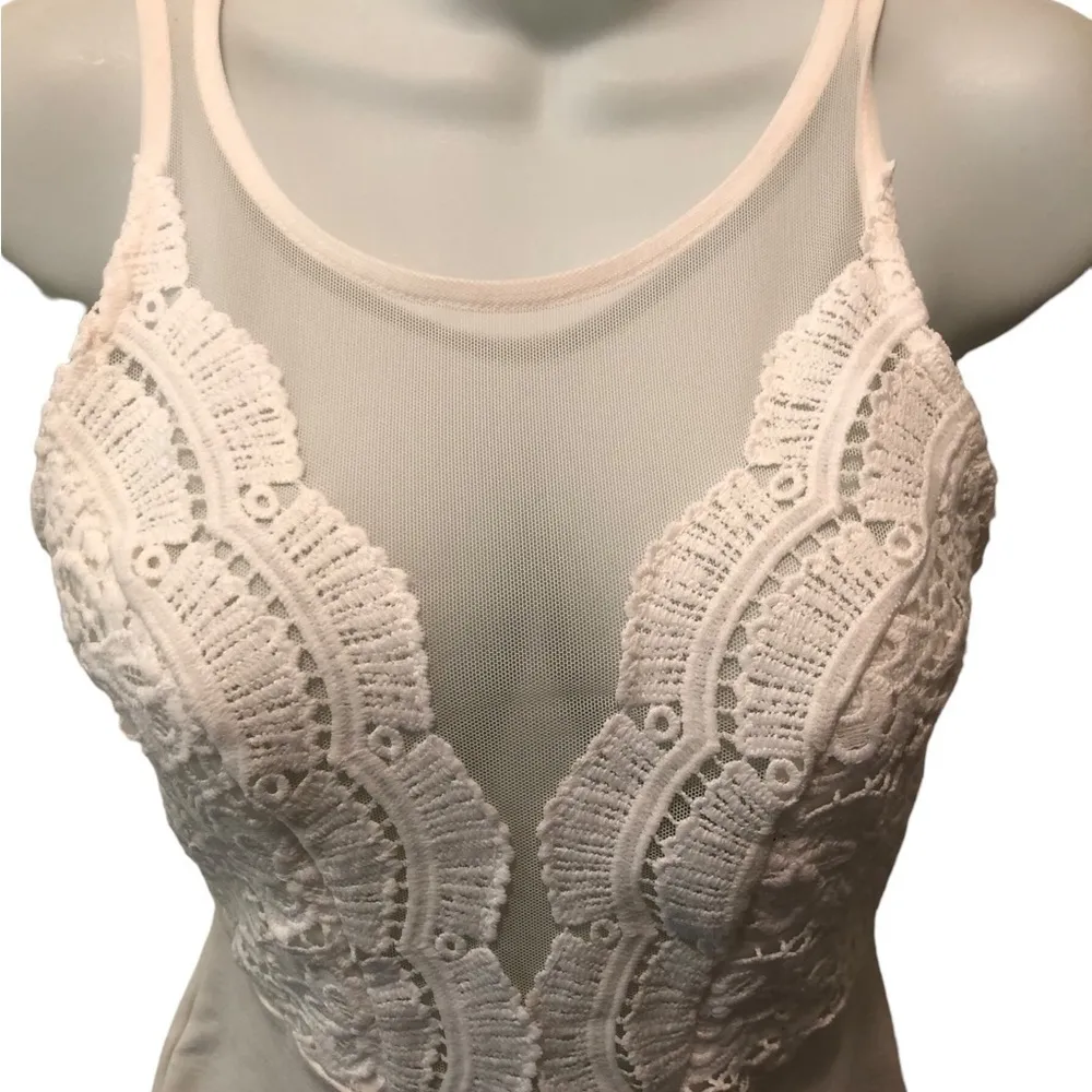 Lulus Coquina White Bandage Mini Dress Sz. S Crochet Detail Low Back Knit Sexy - Image 5