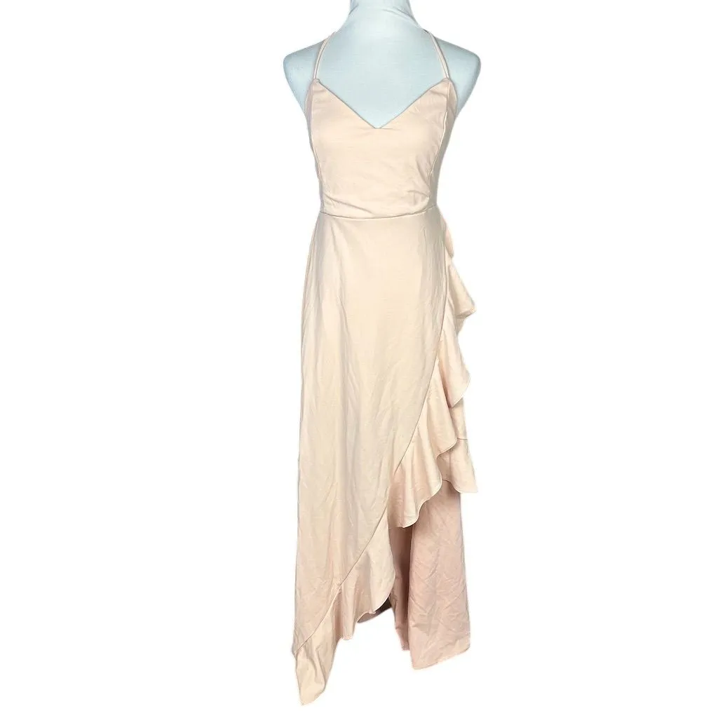 NWT Lulus Women's XL Caryl Light Blush Ruffled Tulip High-Low Maxi Dress - Image 4