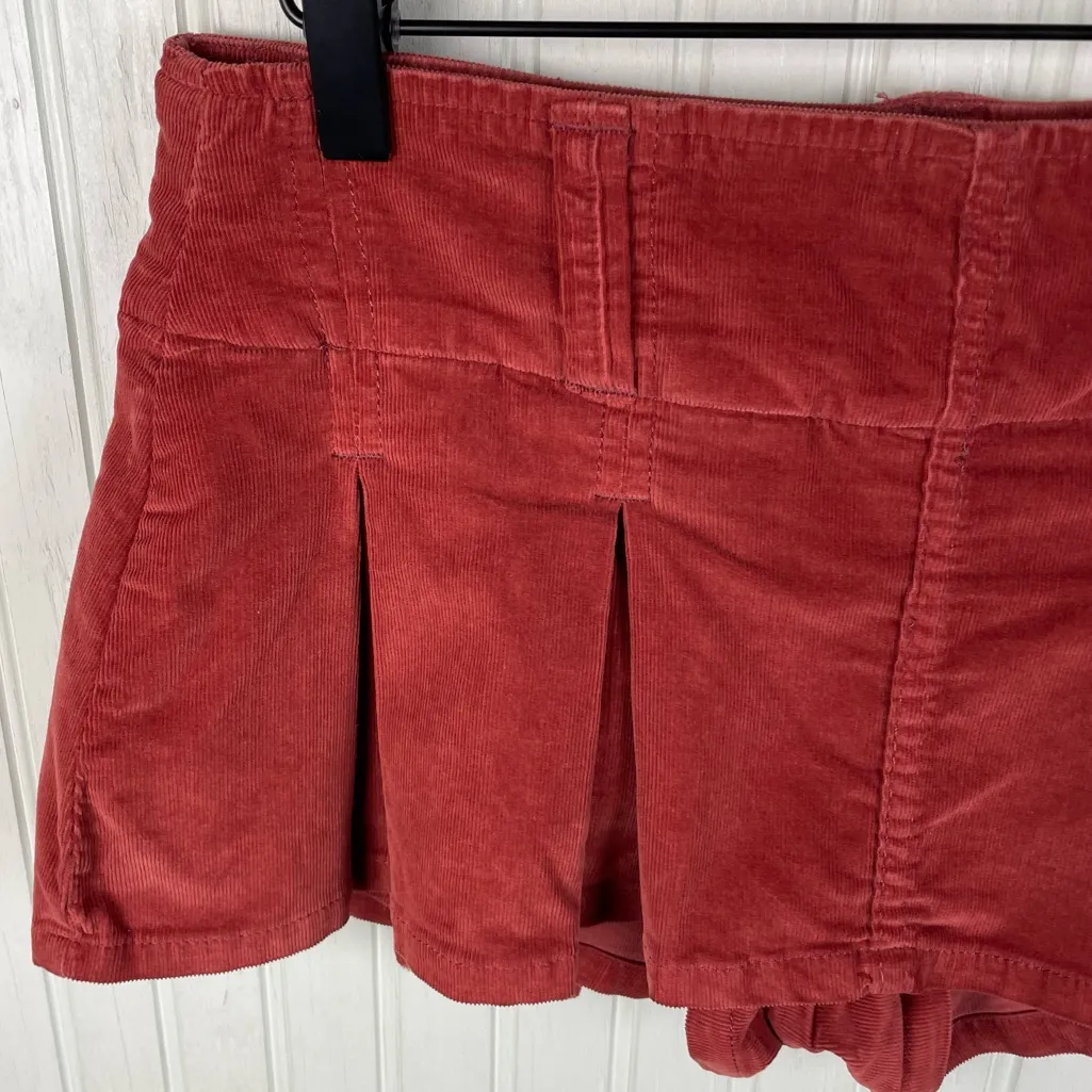 Free People Pleated Micro Mini Cord Skort in Roasted Russet Size 0 Low Rise Y2K - Image 4