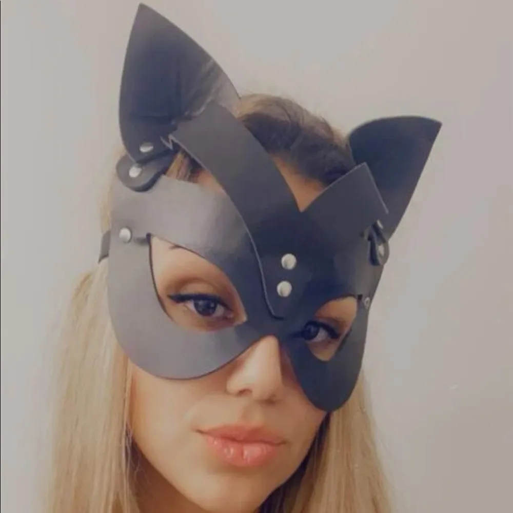 Cat Halloween Eye Mask Faux Leather New - Image 10