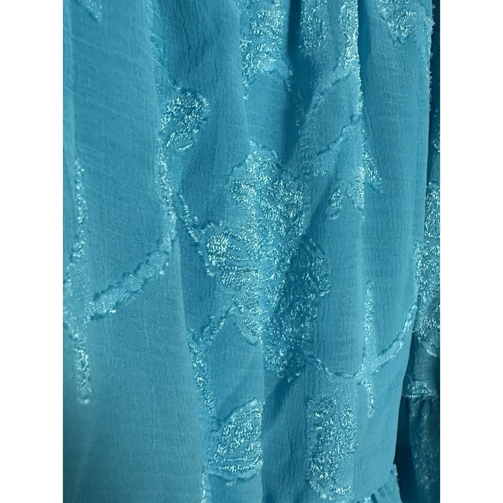 Vintage Y2K Honey Sparkle Cami Babydoll Tank Top Blue Sheer‎ Floral XL Flowy - Image 7