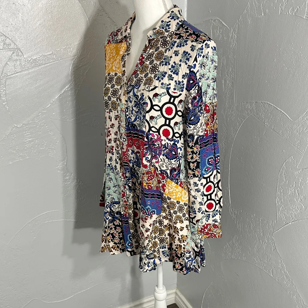 FOR THE REPUBLIC  Colorful Patchwork Blouse - Image 4