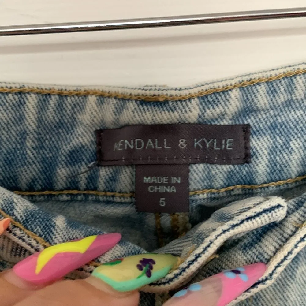 Kendall & Kylie Distressed Acid Wash Denim Shorts - Image 3