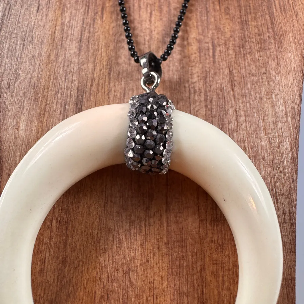 Free People Crescent Pendant Necklace with Black Chain - Image 6