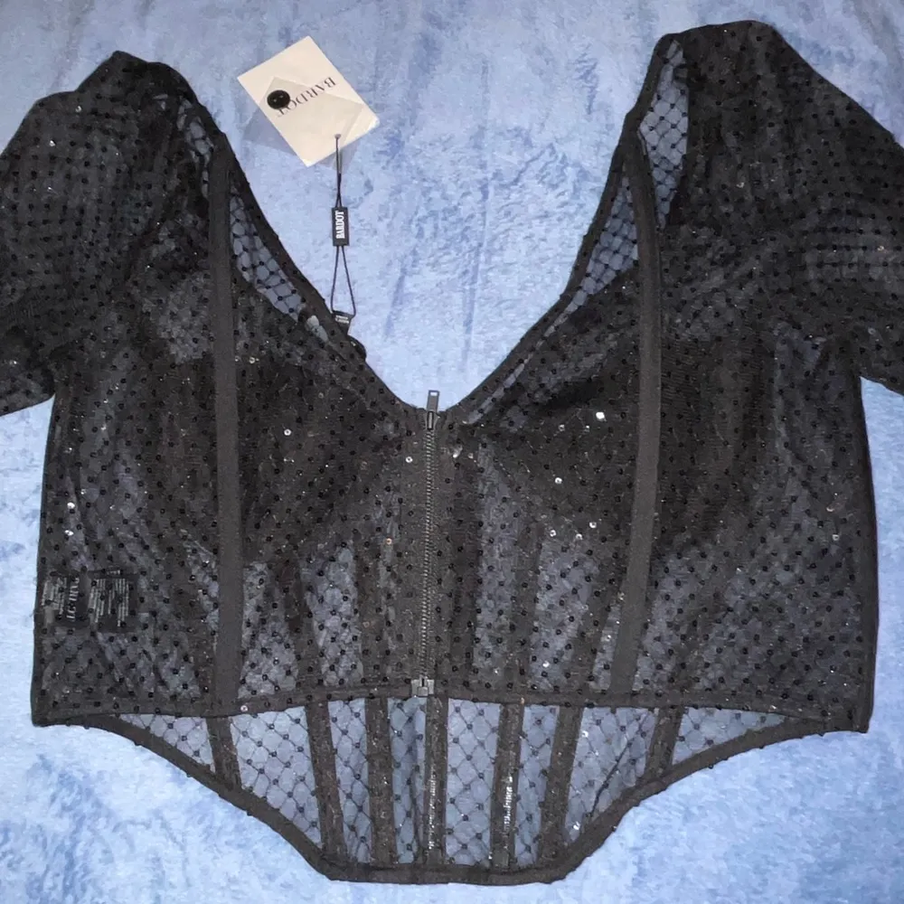 Bardot  Black Sequin Mesh Corset Top - Image 5