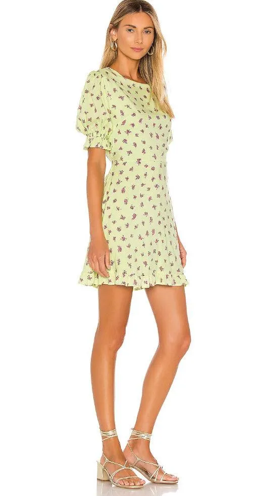 Faithfull the Brand Florence Mini Dress Luda Lime Floral - Image 2