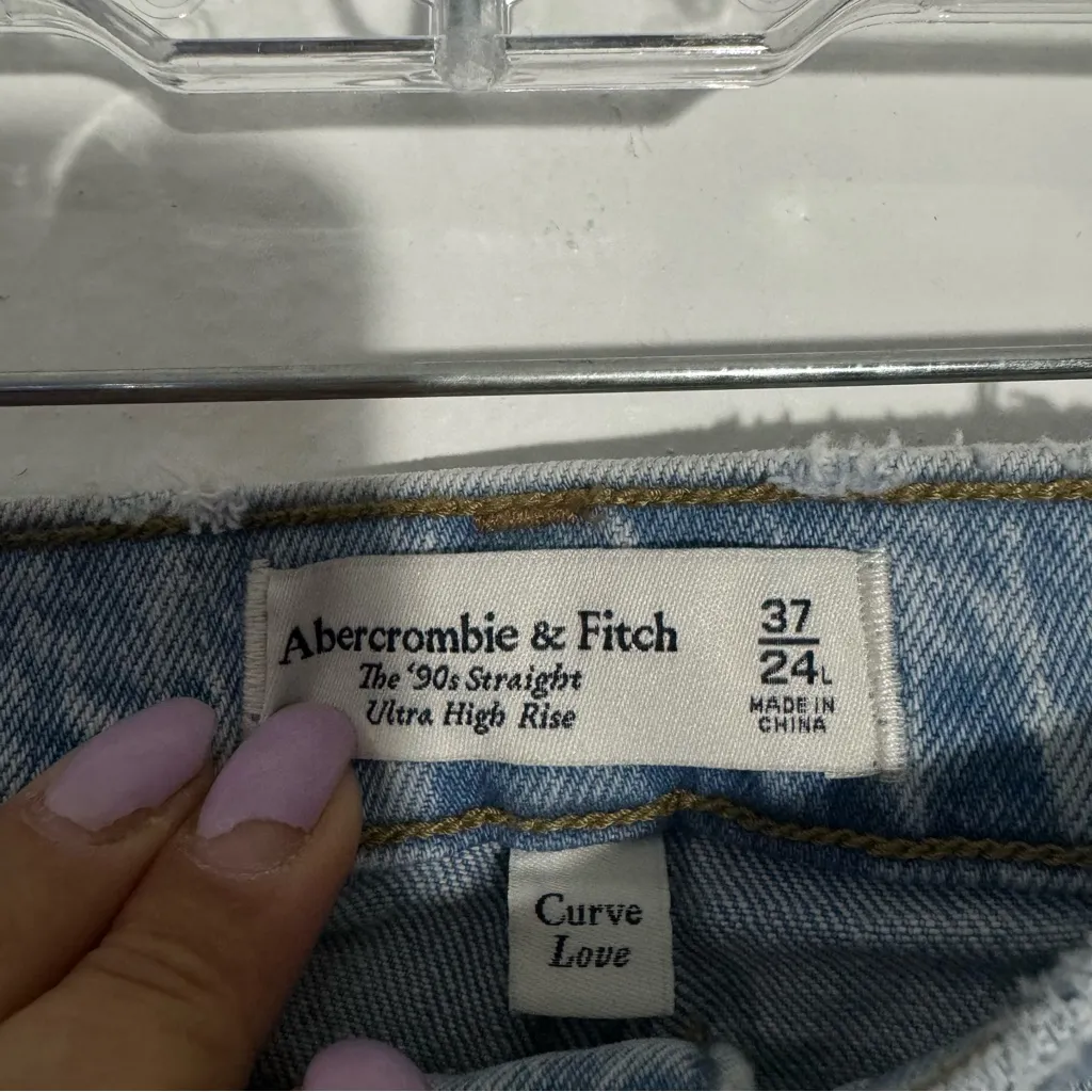 Abercrombie & Fitch Curve Love Ultra High Rise‎ 90s Straight Jean Size 24 Long - Image 7