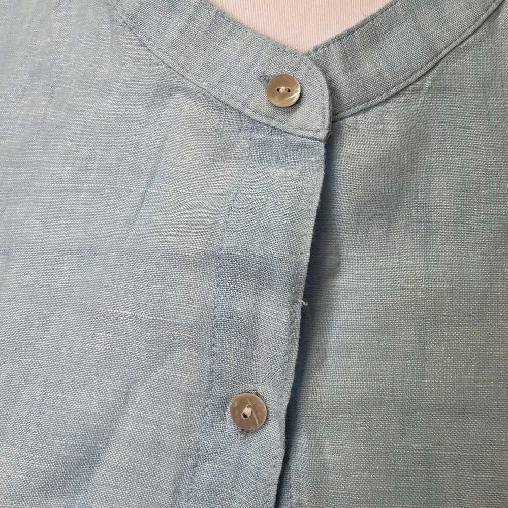 Lilly Pulitzer Briette Button Down Celestial Blue Top 100% Linen Medium FLAWED - Image 6