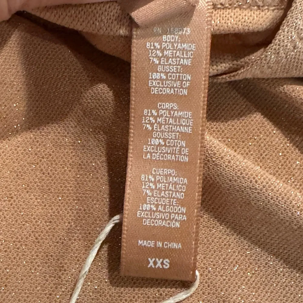 Skims Size xxs Glisinette Crew Neck Bodysuit Shimmer Ochre NWT BS-CRW-1343 - Image 4