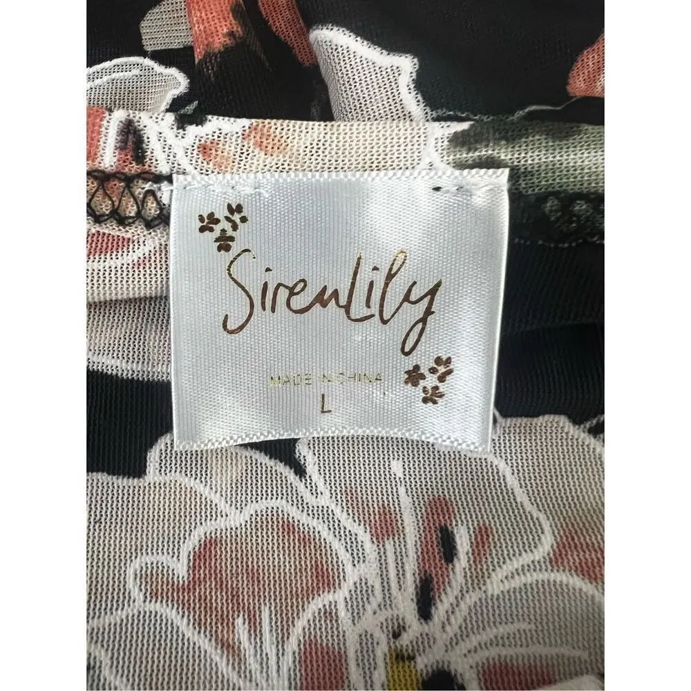 Siren Lily 2 Piece Tank Dress & Cardigan Size L Black Floral Long Bell-Sleeve - Image 8