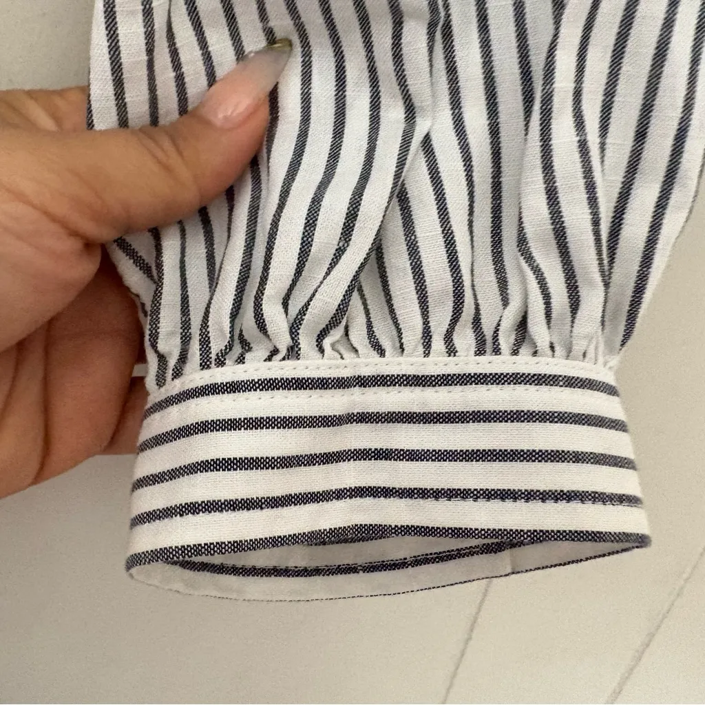 rag & bone Prestco Striped Wrap Blouse Linen Blend Size L NEW - Image 8