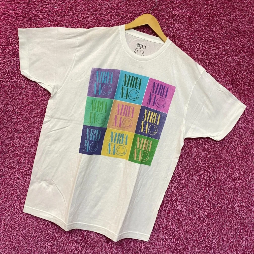 Nirvana Spell-out Nevermind Smiley Pop Art Grunge Tee 2X - Image 3
