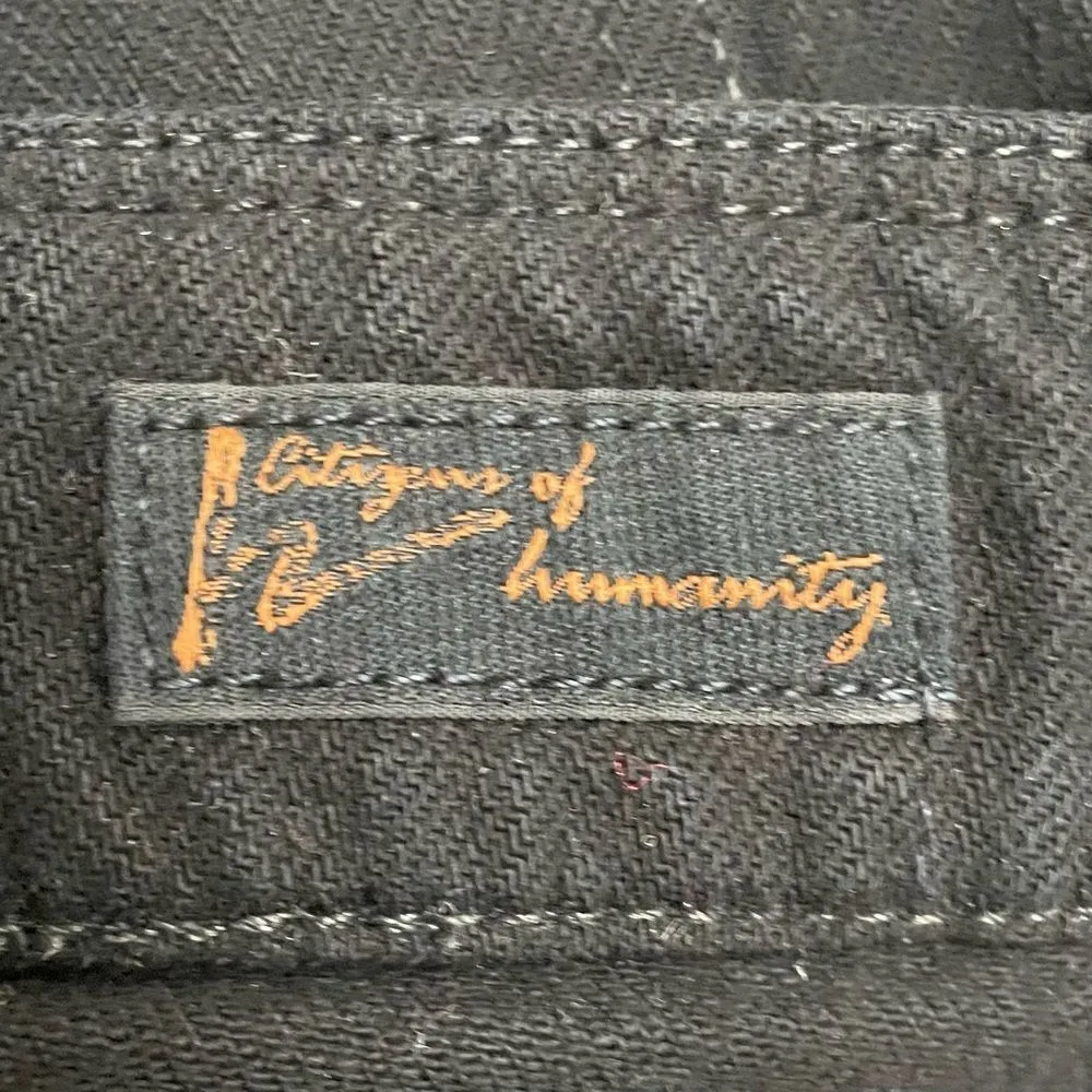 Citizens of Humanity Vtg Y2K Mini Jean Skirt Size 30 Skull & Bunny Pockets Black - Image 7