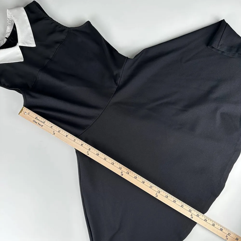 AQUA Black with white collar Skater dress  Size M Wednesday Addams dress EUC - Image 9