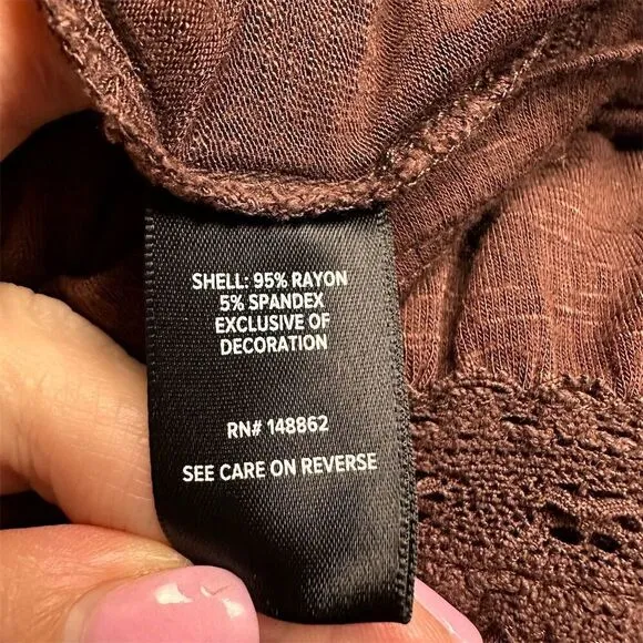Torrid Plus 5X Brown V-Neck Lace Inset‎ Babydoll Top Casual Blouse - Image 8