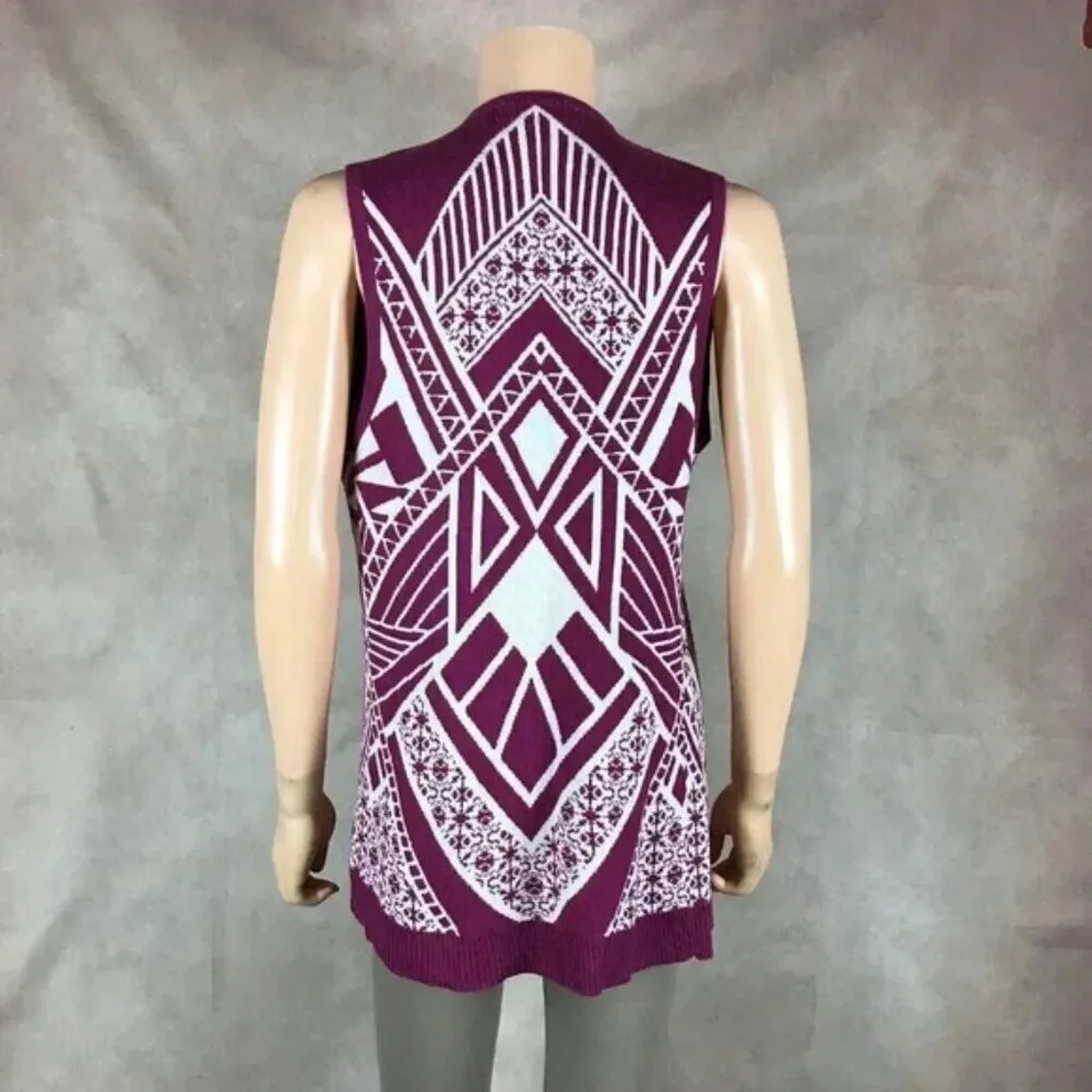AINA BE Purple Patterned Sweater Vest SMALL - Image 5