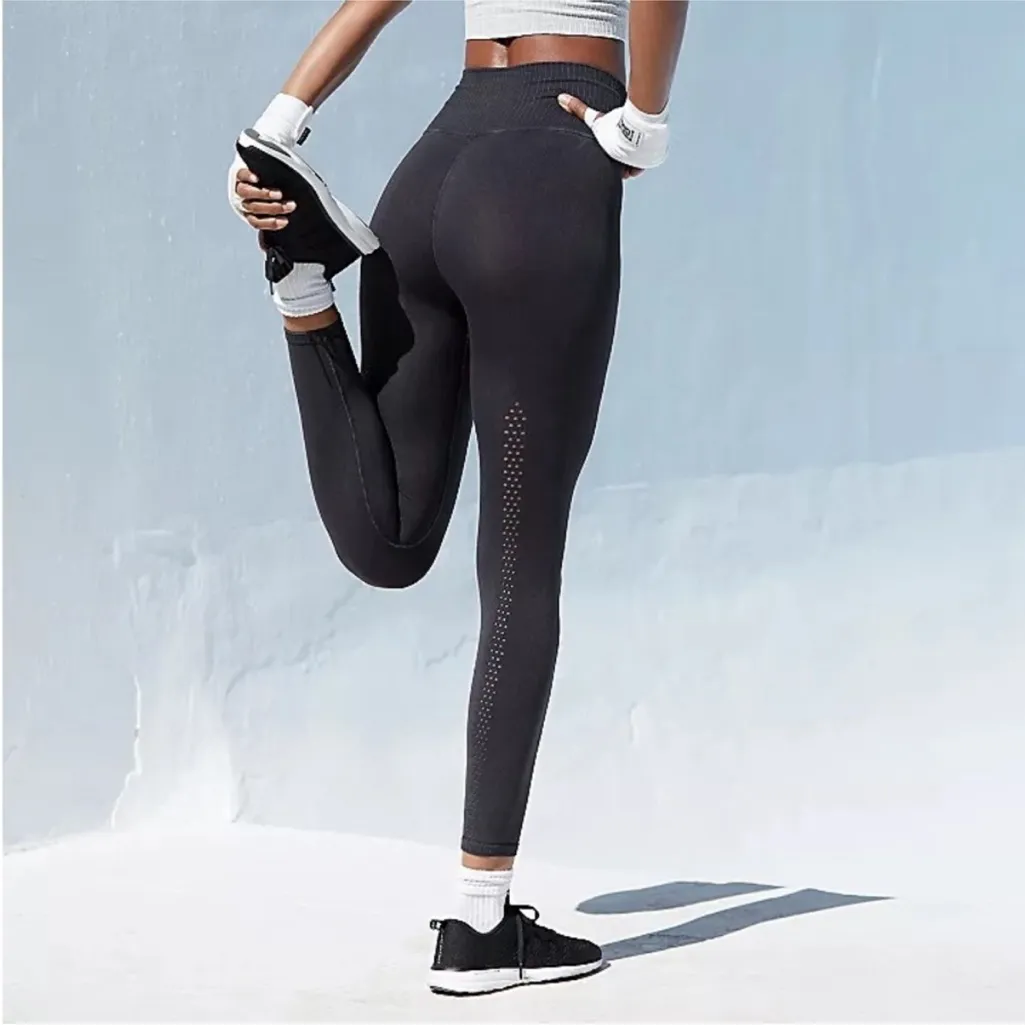 NEW! FREE PEOPLE Movement GOOD KARMA Leggings High Rise Washed Black XS/S - Image 2