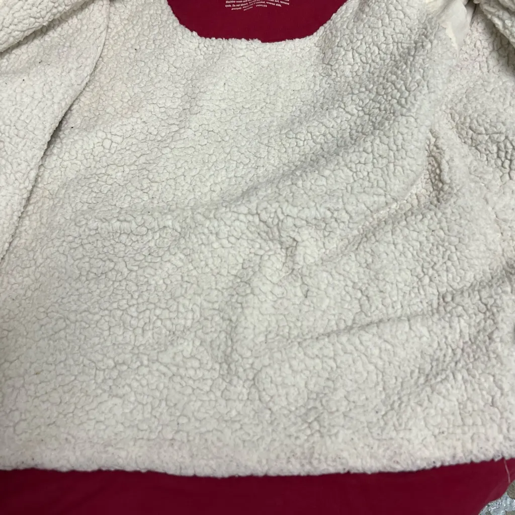 L.L Bean Womens Red Sherpa Lined Zip Hoodie Jacket - Image 4