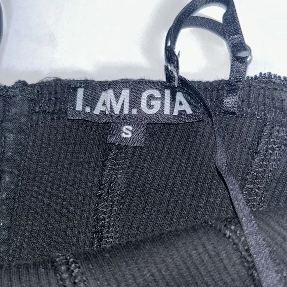 I.AM.GIA Lena Cropped Corset Cami with Lace Trim in Black Sz S NWOT - Image 7