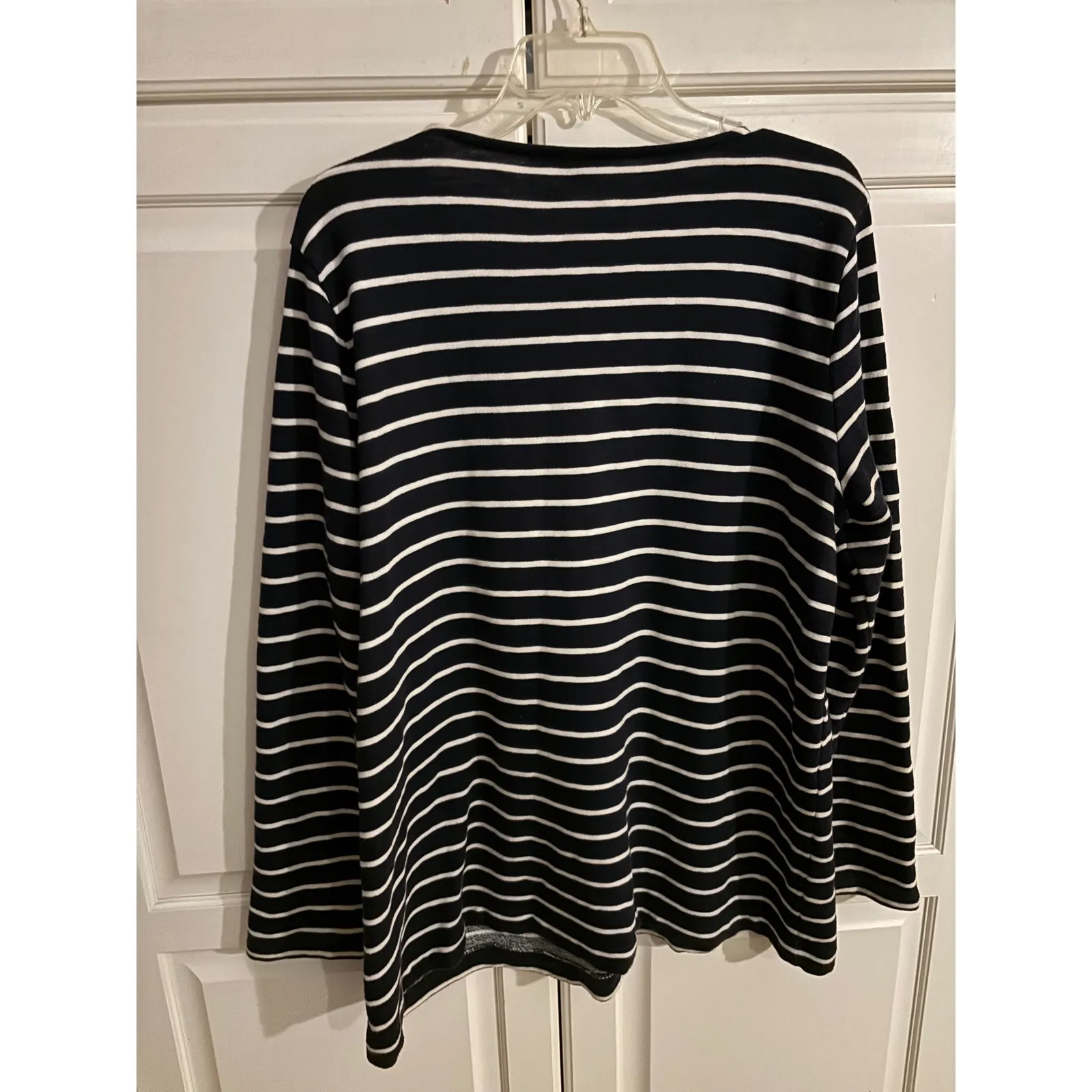 J Crew Mercantile Womens Striped Long Sleeve Top XL Navy White Casual Comfort Black - Image 5