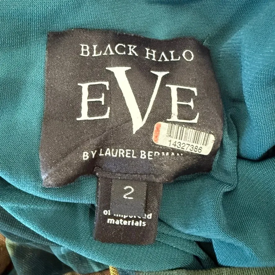 Black Halo EVE Floral Long Sleeve Mesh Wendy Gown in Teal Multi, Size US 2 Blue - Image 6