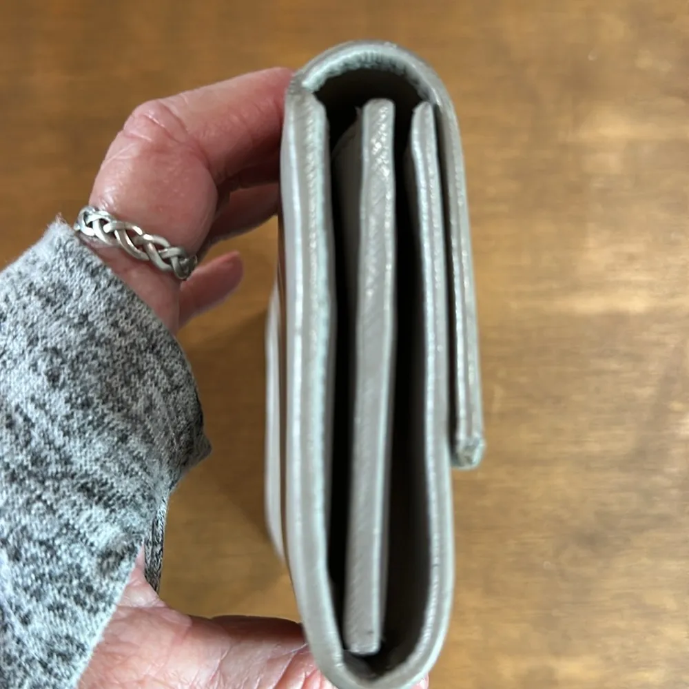 Salvatore Ferragamo Double Gancio Leather Continental Grey Wallet with COA - Image 5