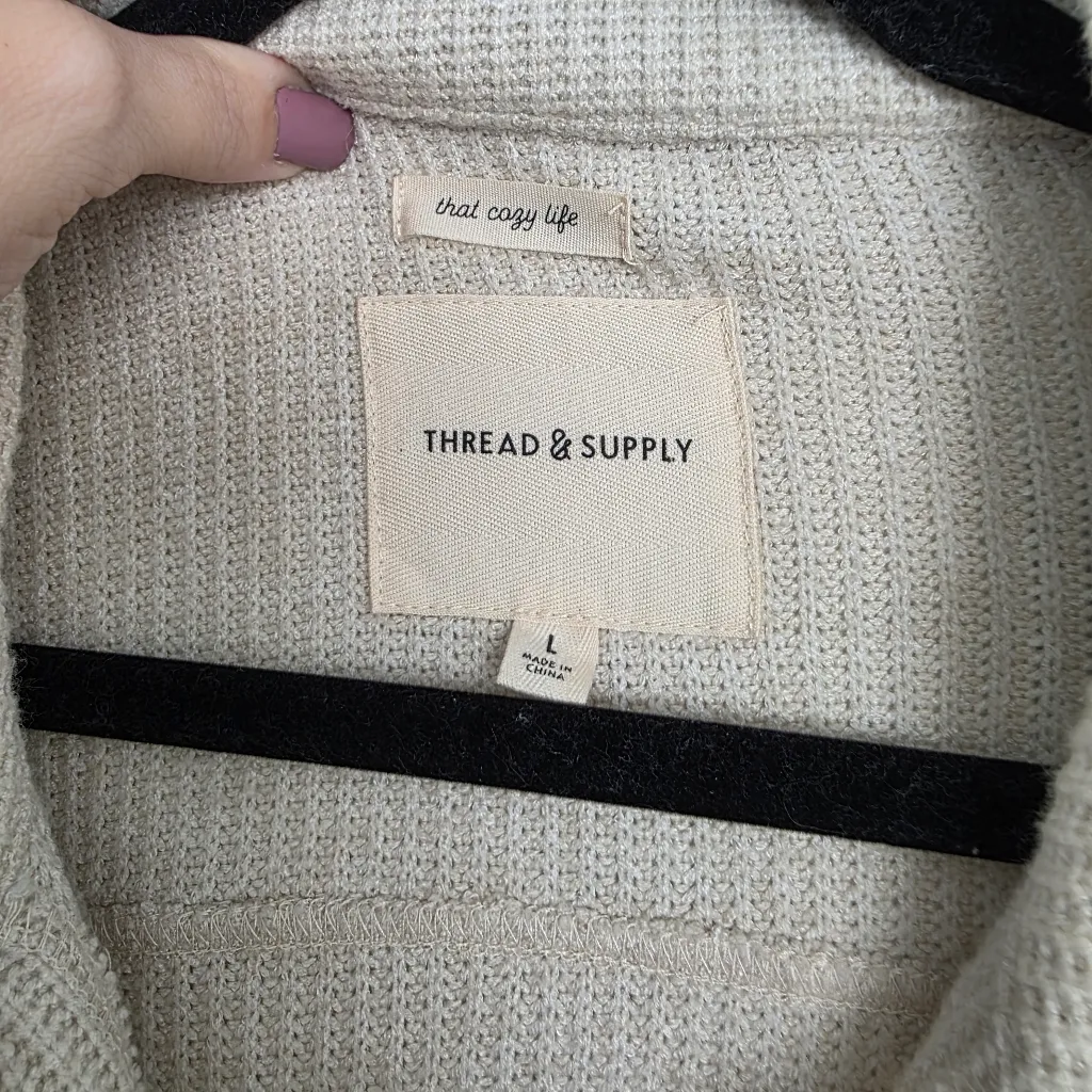 Thread & Supply Ribbed Button Down Cardigan L Size L - Image 7