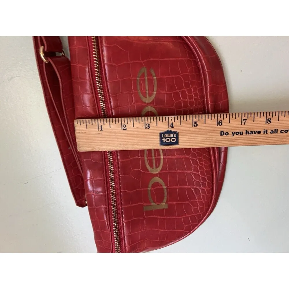 Bebe Josephine Croco Convertible Sling Candy Red Hands Free Fanny Pack Belt Bag - Image 4