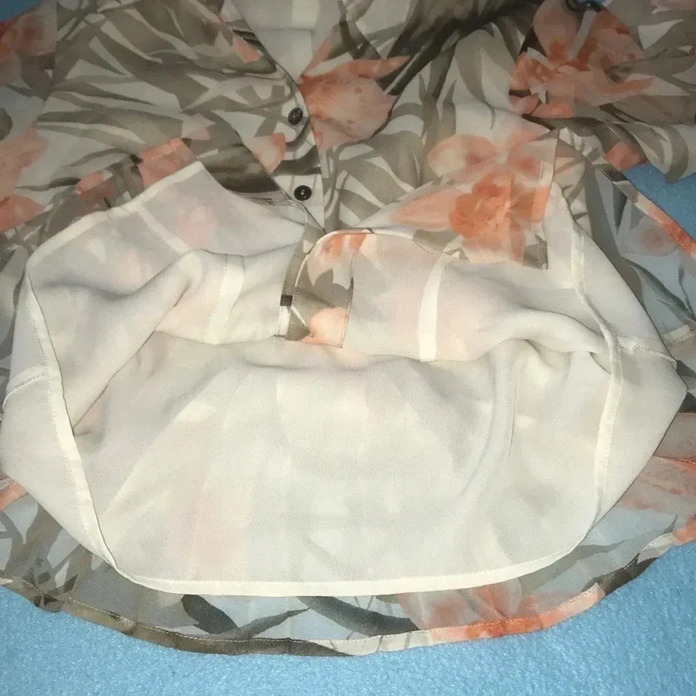 JONES NEW YORK COLLECTION silk semi-sheer long sleeve button up top NEW size 2P - Image 4