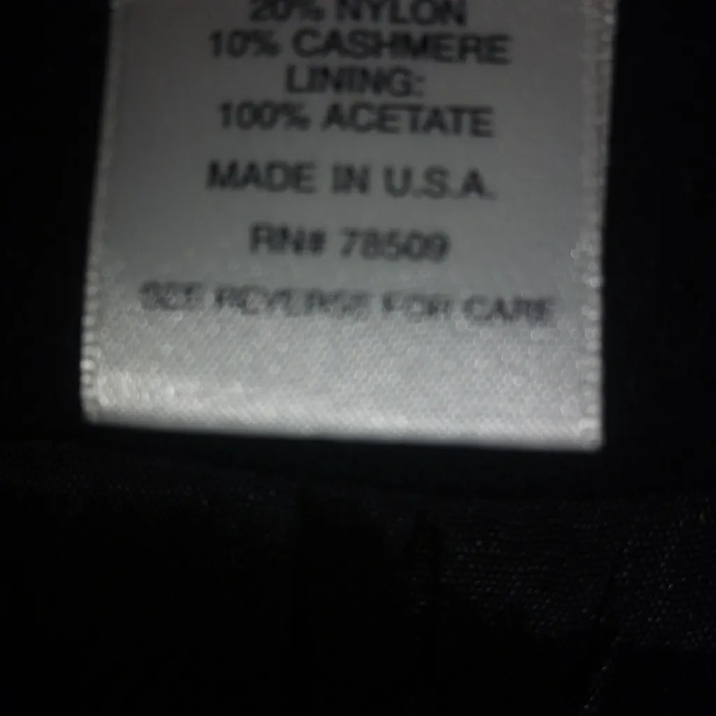 Neiman Marcus 8 Black Wool Cashmere Pea Coat Jacket - Image 6