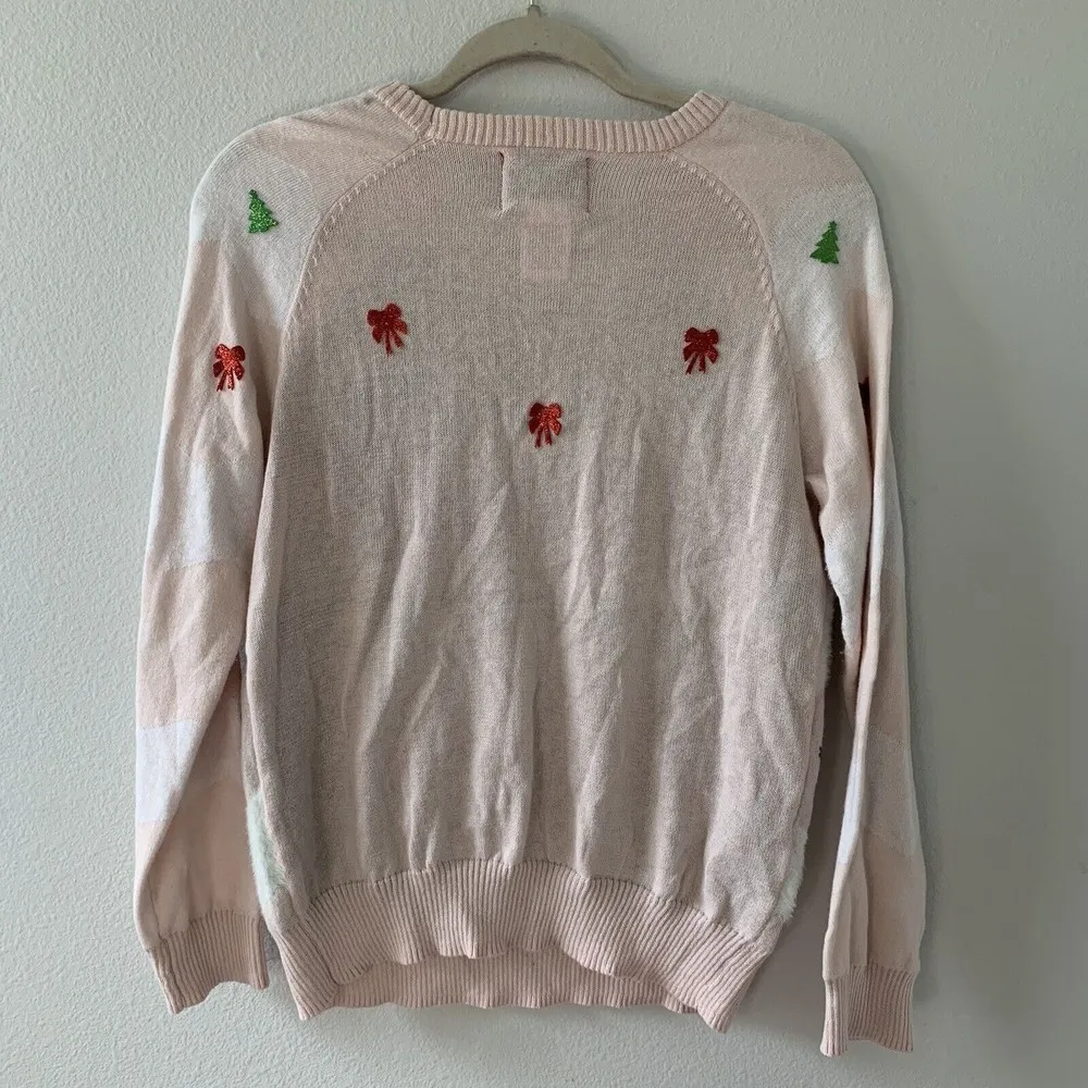 JEM Holiday Sweater Size Large Multicolor Frosty Christmas Tree Novelty Pullover - Image 3