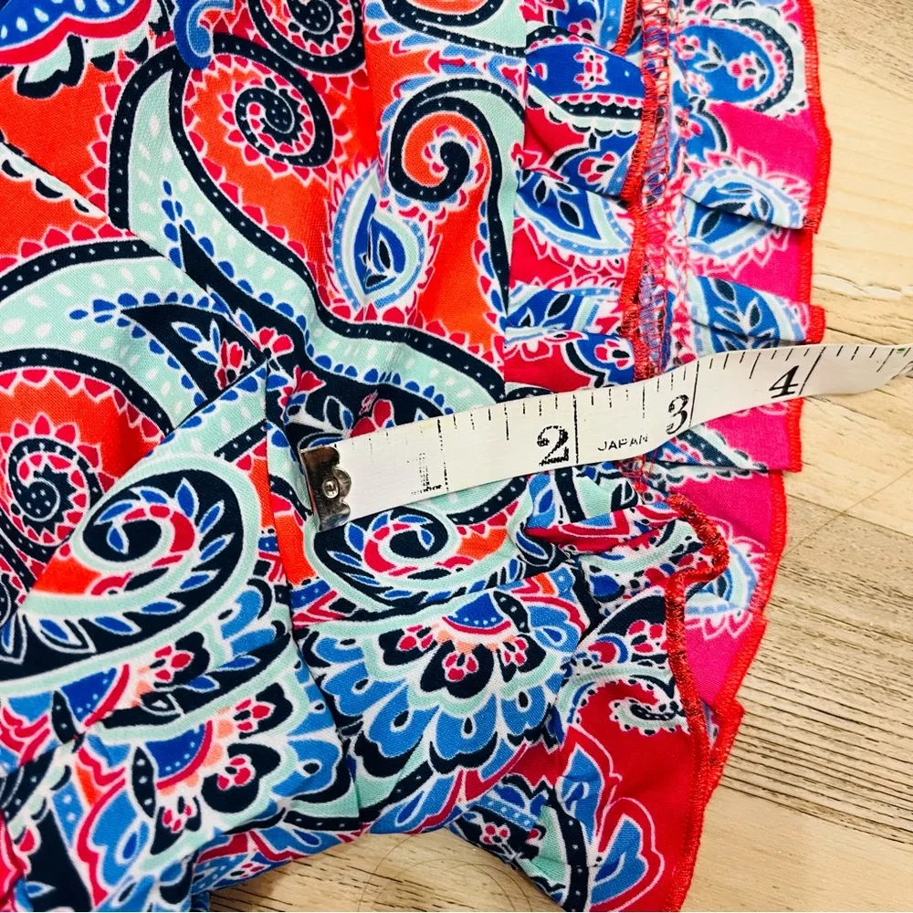 Venus Romper Womens small Off The Shoulder Floral Paisley Print Ruffle red - Image 6