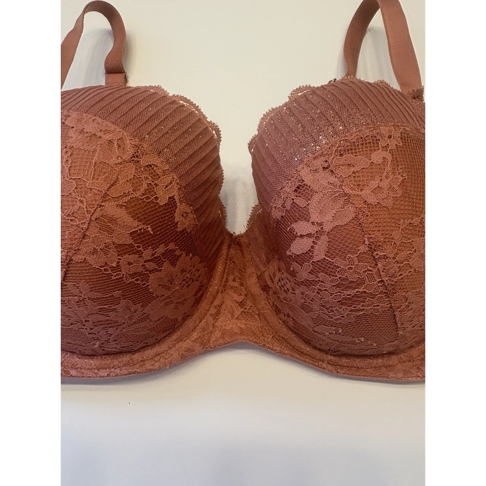 Victoria's Secret Dream Angels Lined Demi Bra Size 36DD Dusty Rose Mauve Shine‎ Pink - Image 2