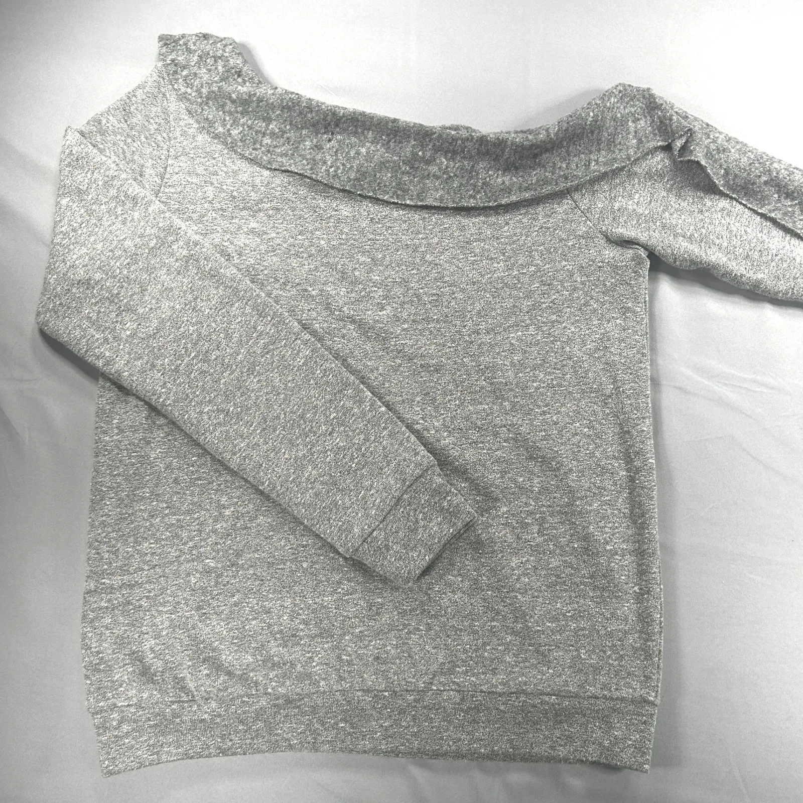 Lanston Gray Off The Shoulder Long Sleeve Pullover Sweatshirt Top‎ - Image 7