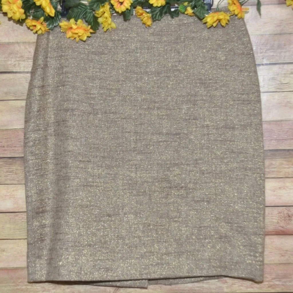 Anne Klein Ladies 2 Piece Gold Metallic Linen Blend Skirt Suit Size 12 Career - Image 9