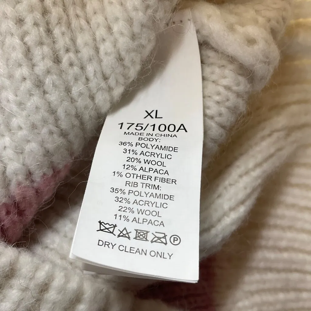 RARE Kate Spade metallic flower bloom petal alpaca sweater jumper pink gray bust - Image 3