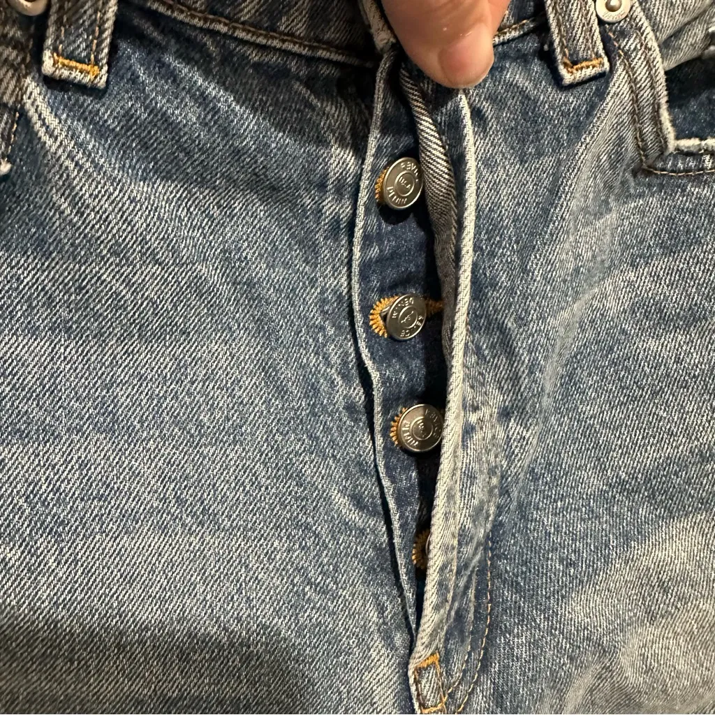 Revice High Rise Distressed Straight Leg Button Up‎ Jeans Women's 27 - Image 5