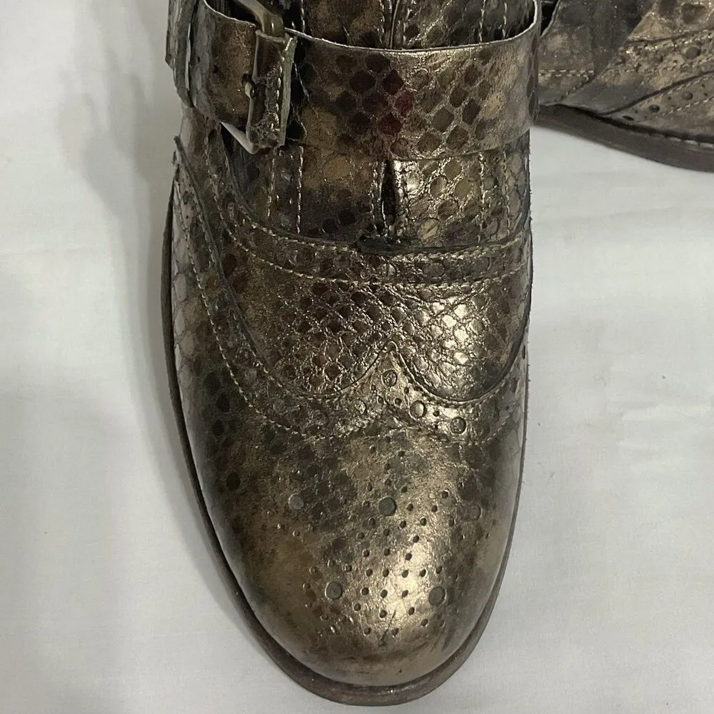 Clarks Tomina Mia Bronze Metallic Leather Wingtip Oxfords Womens Size 9.5M EU 41 - Image 3