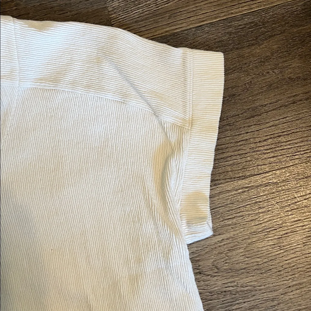 Madewell  Cotton Ottoman Jacquard V-Neck Boxy
Ribbed Crop Top in Bright Ivory XL - Image 10